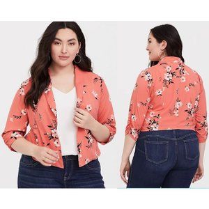 Torrid Floral Cinched Ruched Blazer Jacket 2/2X